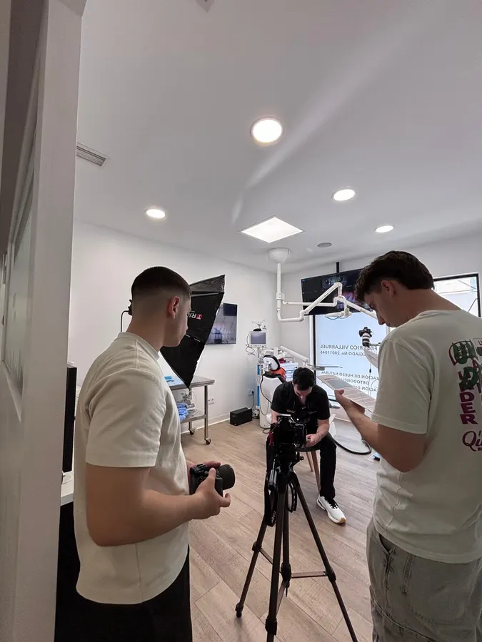The Climadent crew filming on shooting day at the clinic